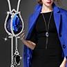 Women Rhinestone Tulip Tassel Pendant Sweater Snake Chain Neckle Jewelry Decor