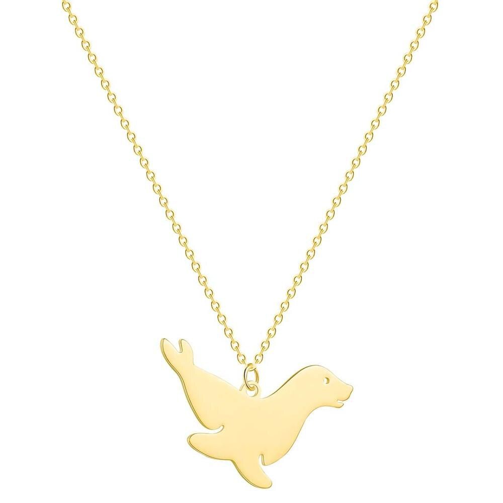 CHENGXUN Cute Seal Pendant Necklace Sea Lion Chain Necklaces Ocean Charm Stainless Steel Jewelry for Children