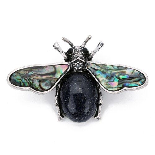 1pc/lot Mother of Pearl Shell Natural Paua Abalone Shell Pendants Green Aventurine Bee Pin Brooches for DIY Insect Jewelry F7644