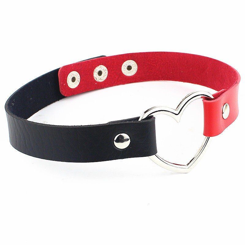 PU Leather Punk Heart Chocker Necklace Buckle Collar Chokers Necklace for Women Choker neck Jewelry
