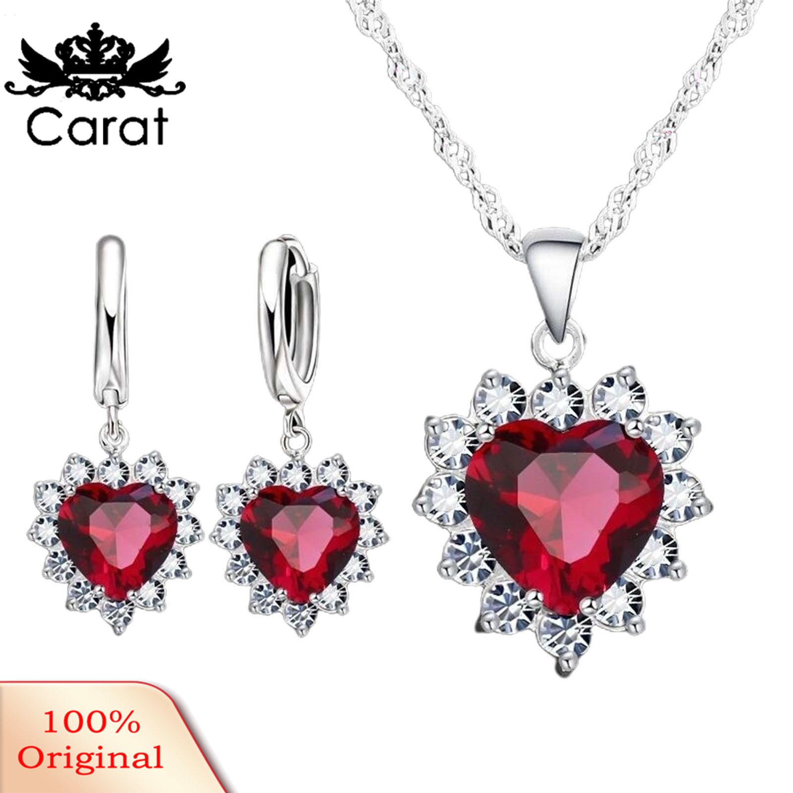 Carat 1 Set Exquisite Heart Shape Women Necklace Stylish Modern Style Alloy Dangle Earring for Girls