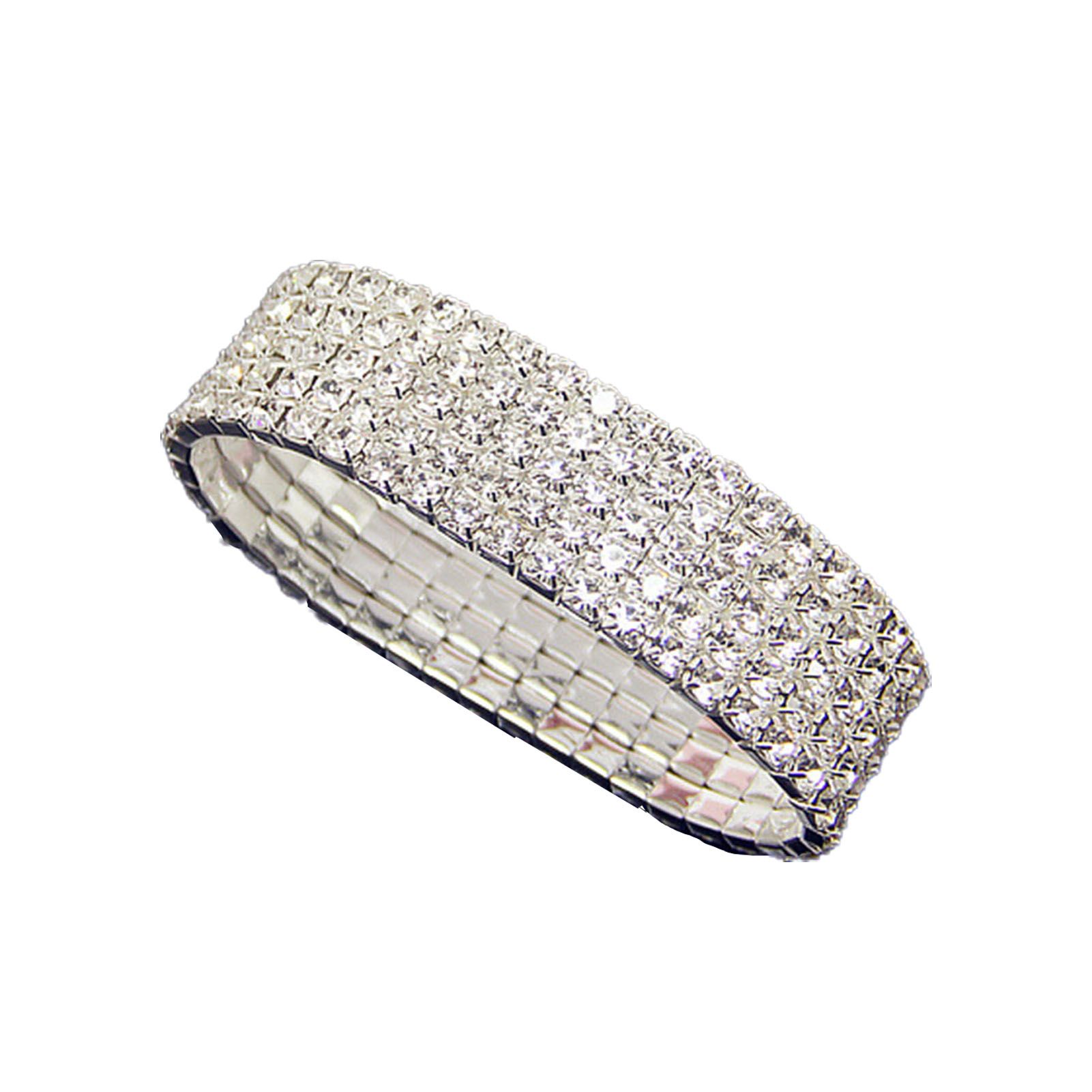 Exquisite Noble Bridal Bracelet Great Workmanship Multi-row Stretchy Rhinestone Bracelet Jewelry Accessory