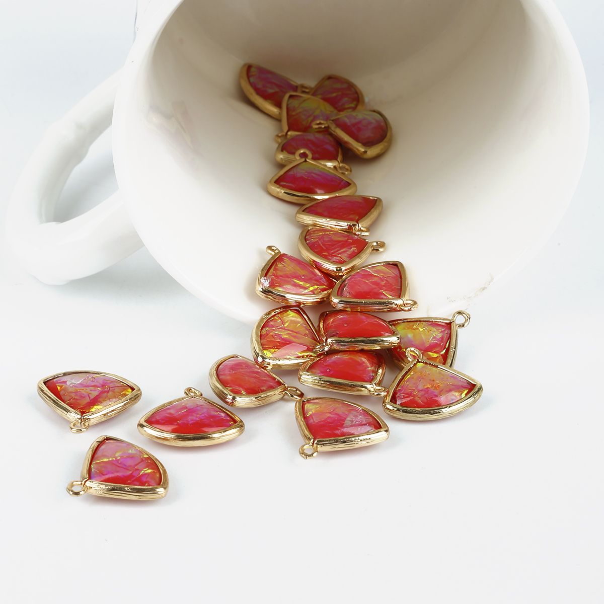 Fan-Shaped Resin Charms Pendant Fashion Jewelry Accessories for DIY Craft Golden-Colour Gold Base