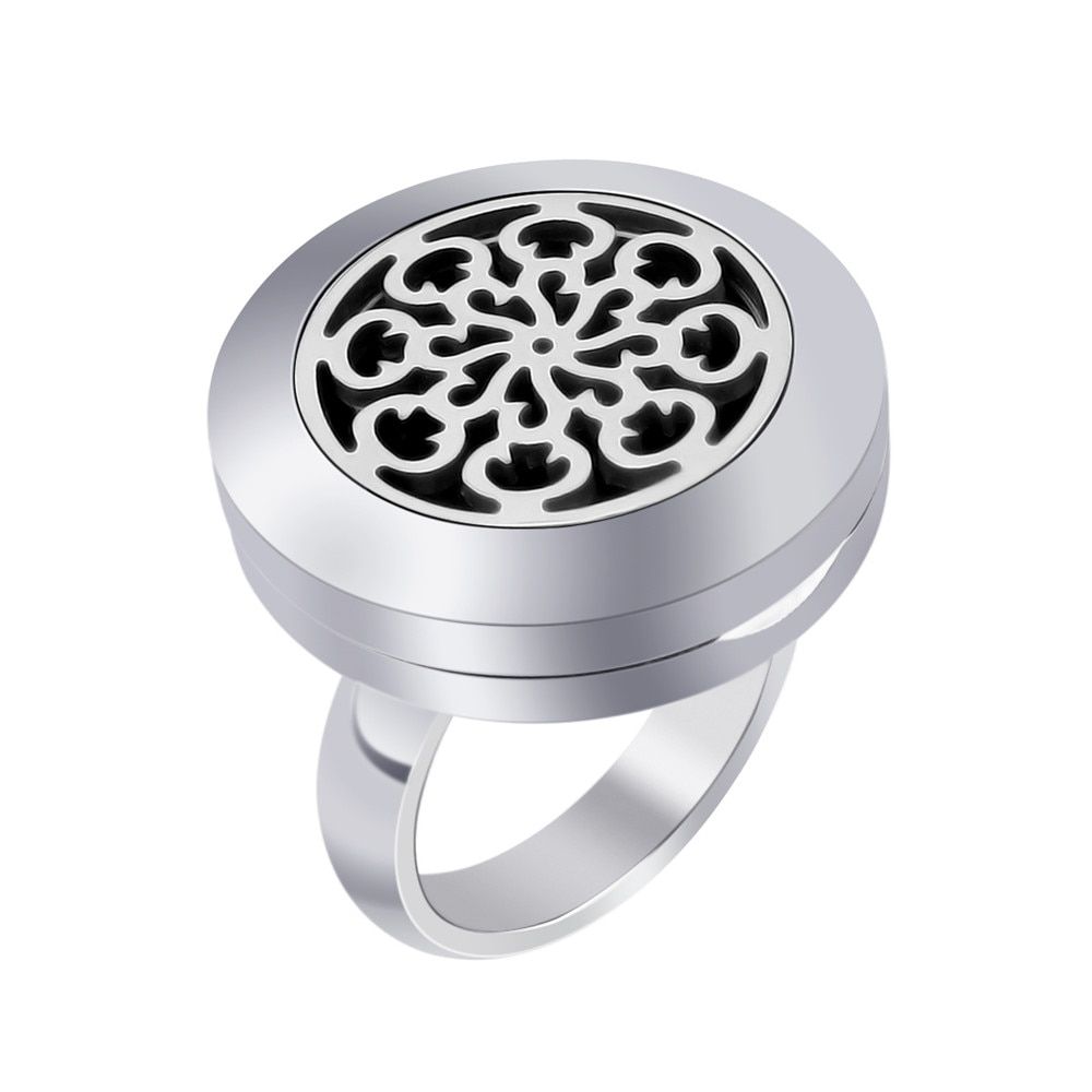 20mm Essential Oil Diffuser Ring Stainless Steel Locket Aromatherapy Ring Diffuser for Men Women
