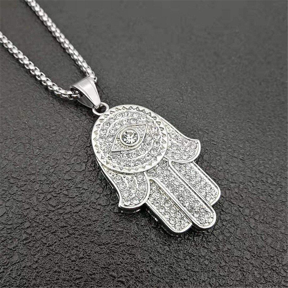 Hamsa Hand Necklace For Women Collares Arabic Gold Color Hand of Fatima Pendant Necklaces,Collier Femme Palm 2020 Dropshipping