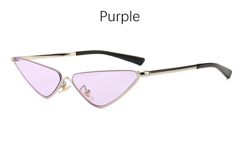 Purple2018 Fashion Brand Designer Cat Eye Sunglasses Women Retro vintage small Cateye metal clear shades triangle Sun Glasses UV