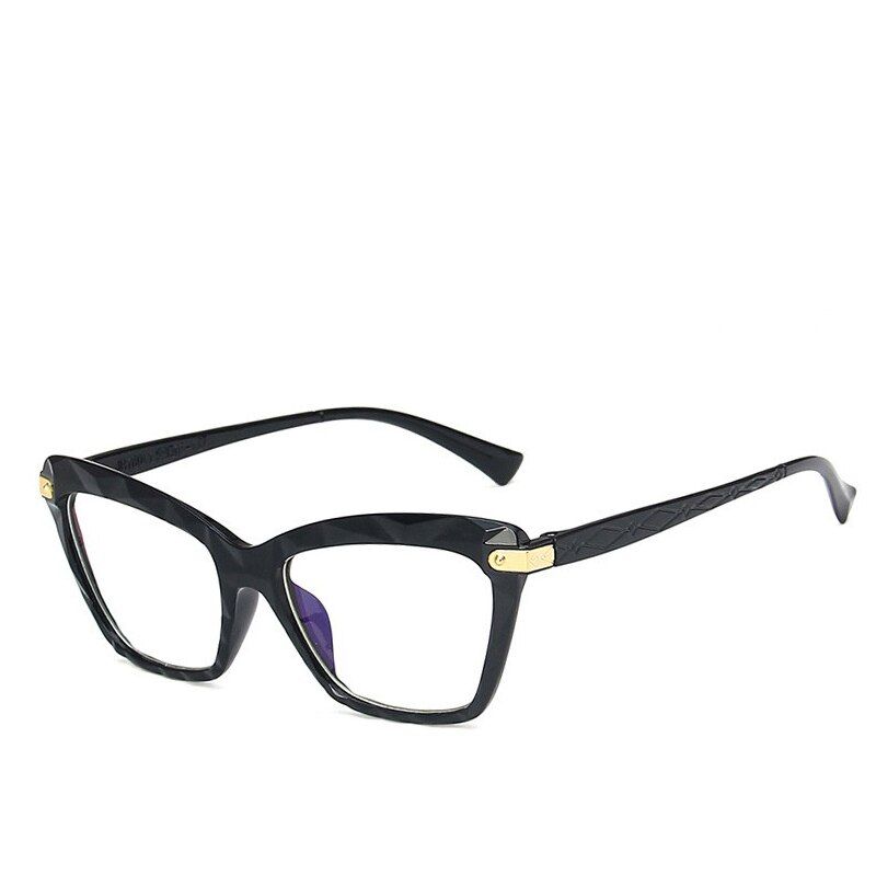 plastic blackVintage Red Cat Eye Anti-blue Sunglasses Metal Frames Anti-Radiation Eyewear Optical Computer Spectacle Crystal Faceted Glasses