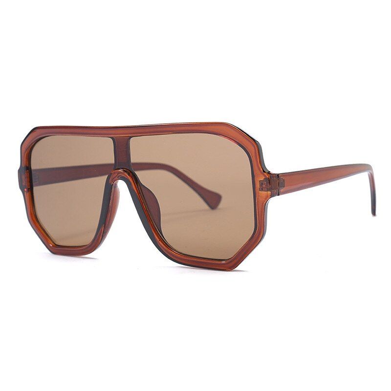 C5 Brown brownOversized Square Sunglasses Men Brand High Quality 2019 One Piece Lens Big Frame Sun Glasses for Women UV400 Black Gray