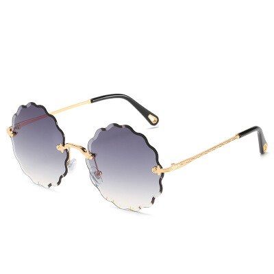 gradient grayRound Rimless Sunglasses Women 2020 Brand Luxury Feamle Woman Shades Ins Sun glasses lunettes de sol femme Sunglass UV400