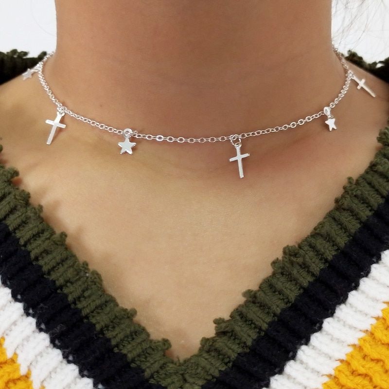 New Chain Necklaces Fish Bone Stars Cross Choker Necklaces for Women Animal Butterfly Jewelry Girl Gifts Trinkets