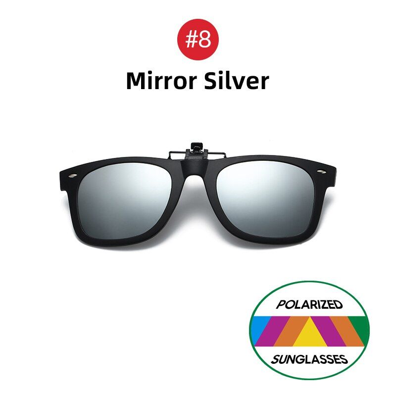 8 Mirror Silverwith caseVIVIBEE Flip Up Clip on Sun Glasses for Men Driving Glasses Clips Light Fishing Female Anti-UVA UVB Polarized Night Vision Lens
