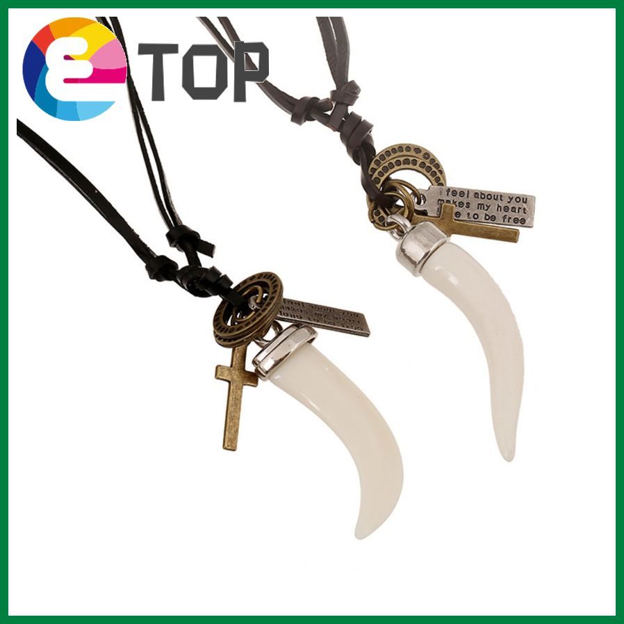 Jewelry Fashion Rock Wolf Tooth Leather Necklace Leather Necklace Men'S Pendant