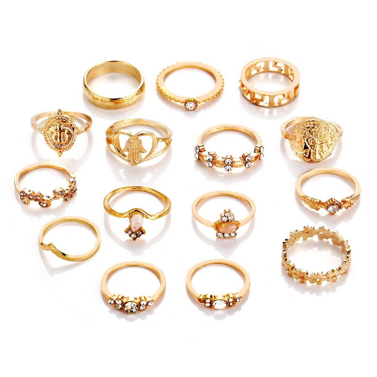 European and American vintage carved exaggerated gemstone turtle 12-piece ring - Ring For Girls - Ring - Couple Ring