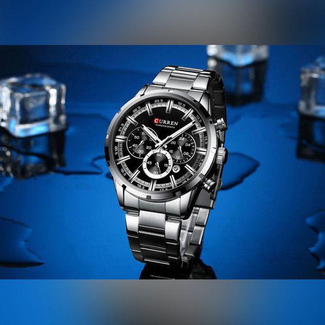 CURREN 8355 Luxury Fashion Quartz Watches Classic Silver and black Clock Male Watch Men's Wristwatch with Calendar Chronograph【With Box】