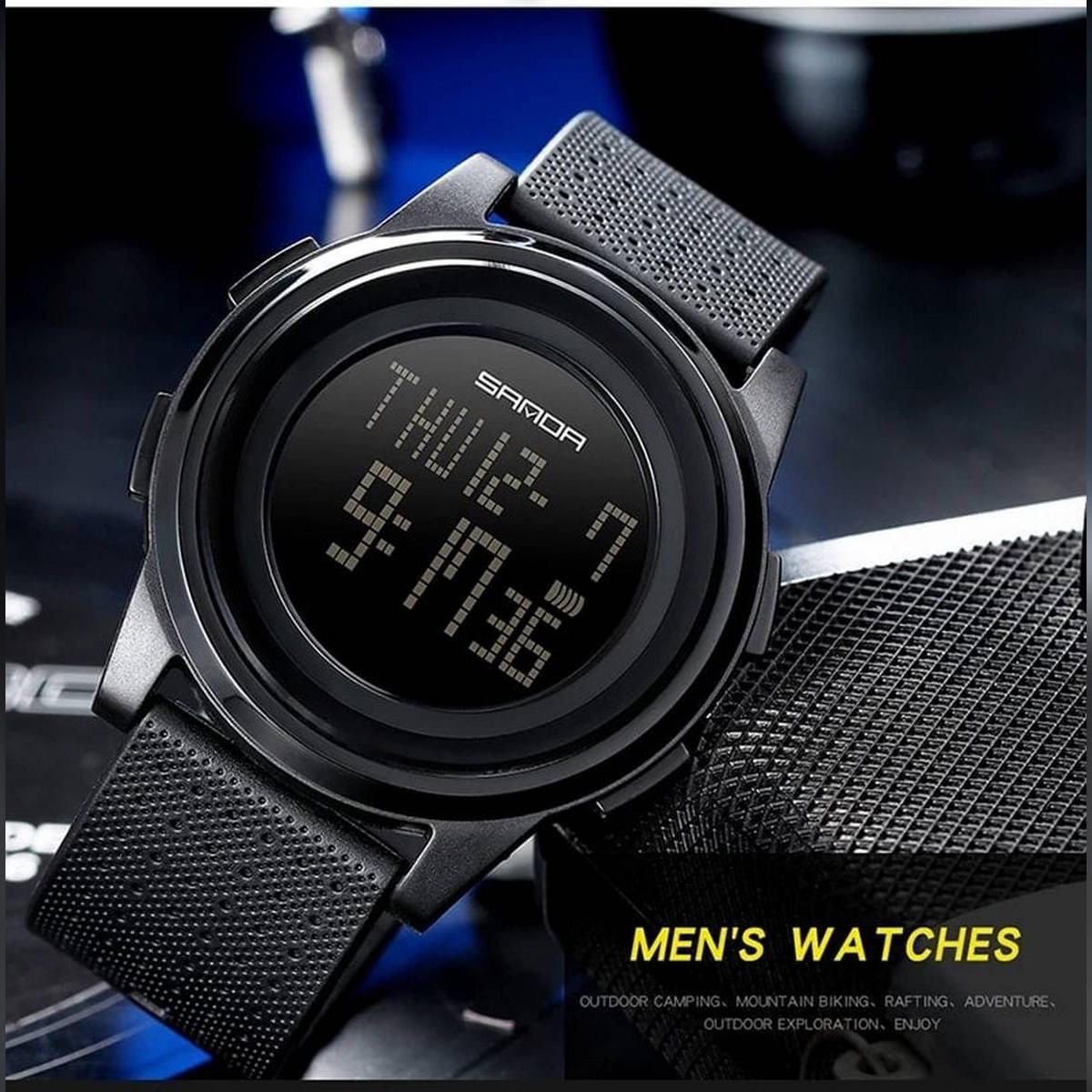 SANDA 337 Ultra-thin 9mm Sport Watch Men Electronic LED Digital Wrist Watches Waterproof Clock Calendar Watch for Male