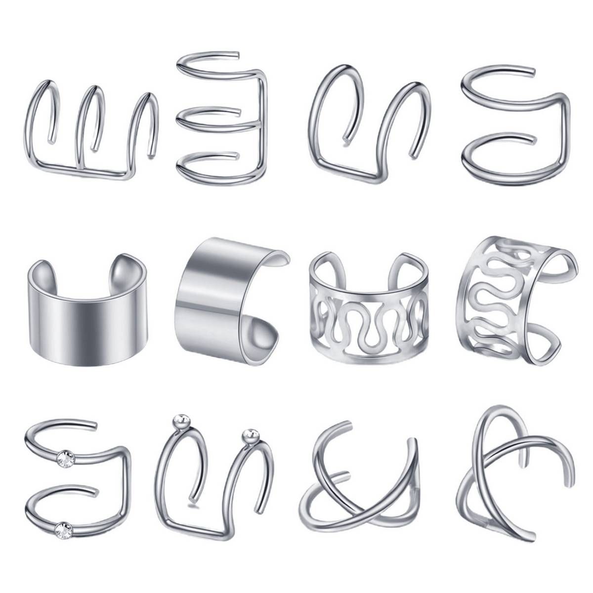 12Pcs Women Metal Earrings Nightclub Pierced Free Ear Clips Gift
