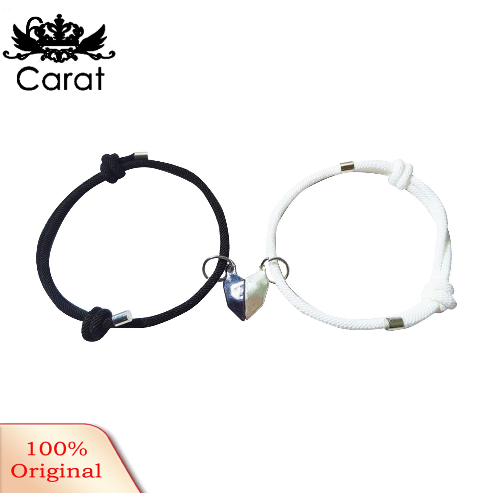1 Pair Couple Bracelets Adjustable Length Heart Pendant Eye-catching Distance Magnet Attraction Bracelet for Home
