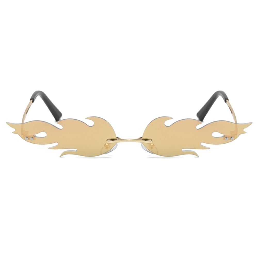 2Fashion Fire Flame Sunglasses Eyewear Cloud Luxury Design Narrow Sunglass Shade Streetwear Women Men Rimless Wave Sun Glasses