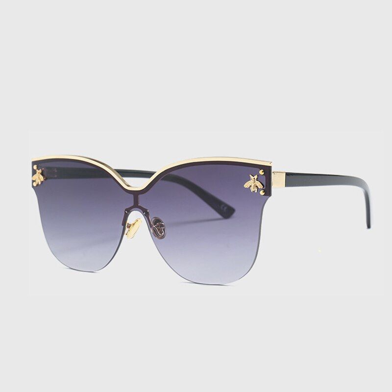 C6ROYAL GIRL Oversize Rimless Sunglasses Women 2020 Fashion Cat Eye Bee Sun Glasses Female Retro Brand Designer Oculos UV400 Ss735