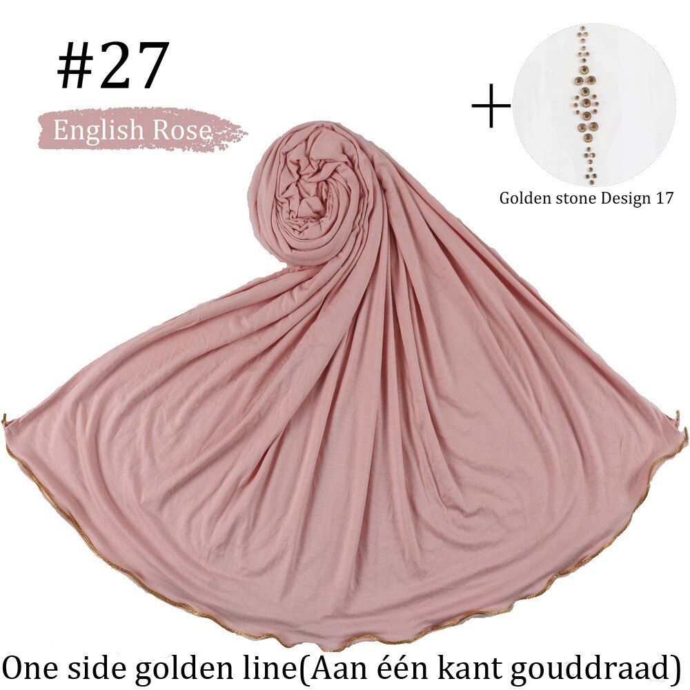 D17 Design 17 one golden lines Indiase Arabische Nederlandse Islamitische Vrouw Gebed Jersey Hijab headscarf  with Rhinestone