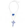 Women Two Layer Cross Heart Full Rhinestones Pendant Neckle Chain Jewelry Gift