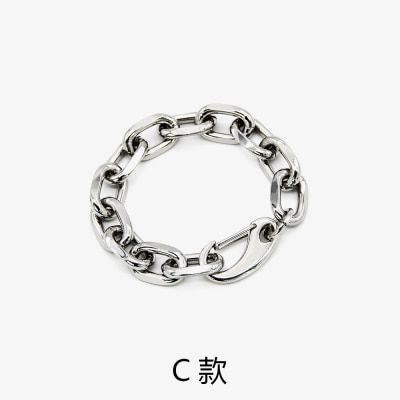 SexeMara 20FW Hip Hop Punk multiple styles Thick Chain Thin Double Pendant Link Round Bracelet For Men Women Jewelry