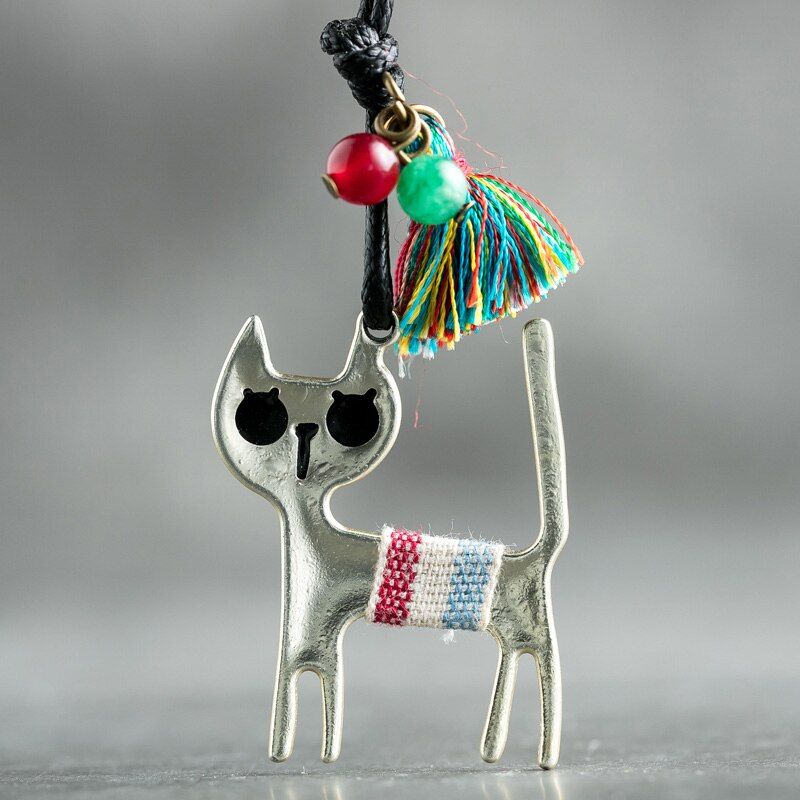 Tassels Cat Dog Pendant Long Necklace for Women child Statement necklaces & pendants jewellery suspension 2020 Hotsale Chokers