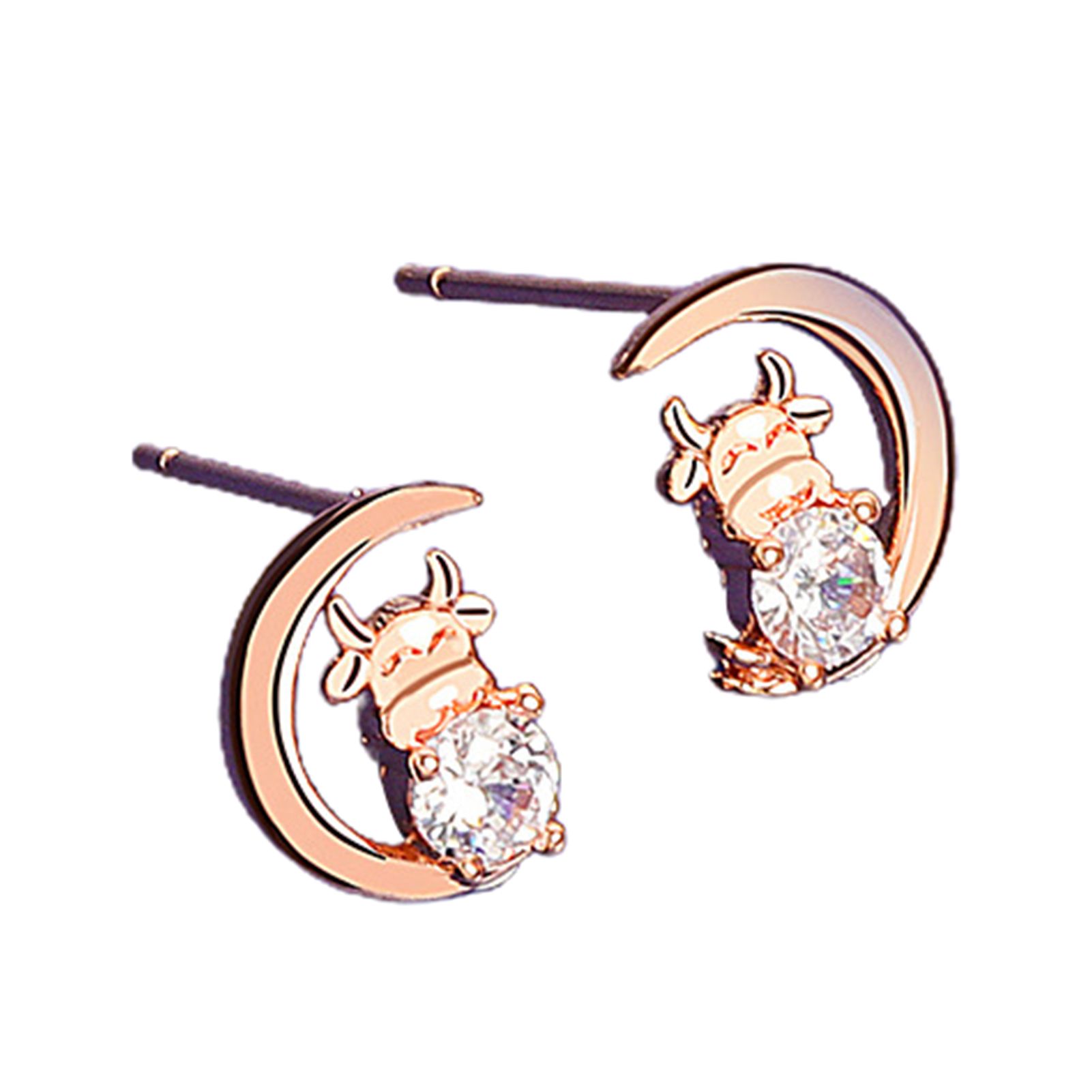 1 Pair Cow Earrings Good Craftsmanship Fashionable Cartoon Post Stud Animal Shape Earrings For Girls