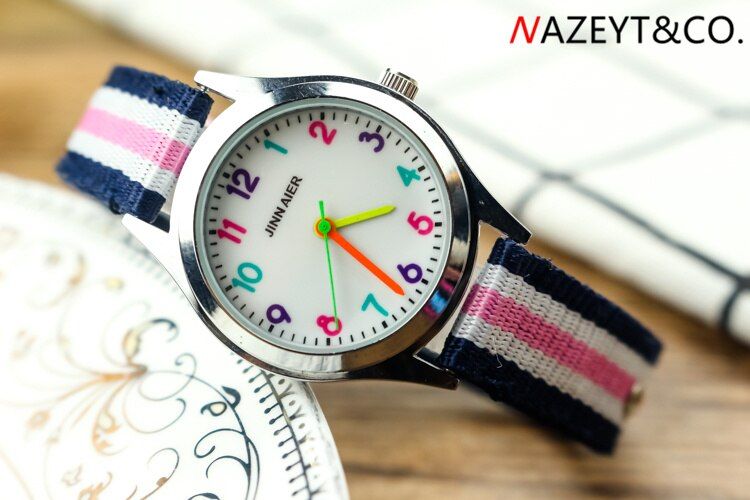child wristwatch  fashion children sports watch boys girls simple design nylon wristwatch kids color no. scale quartz clock