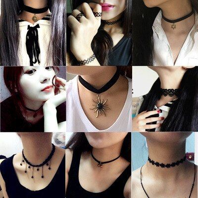 ZRHUA Layers Choker Necklace Black Lace Leather Velvet Strip Woman Collar Rope Jewelry Neck Accessories Chokers Jewelry Necklace
