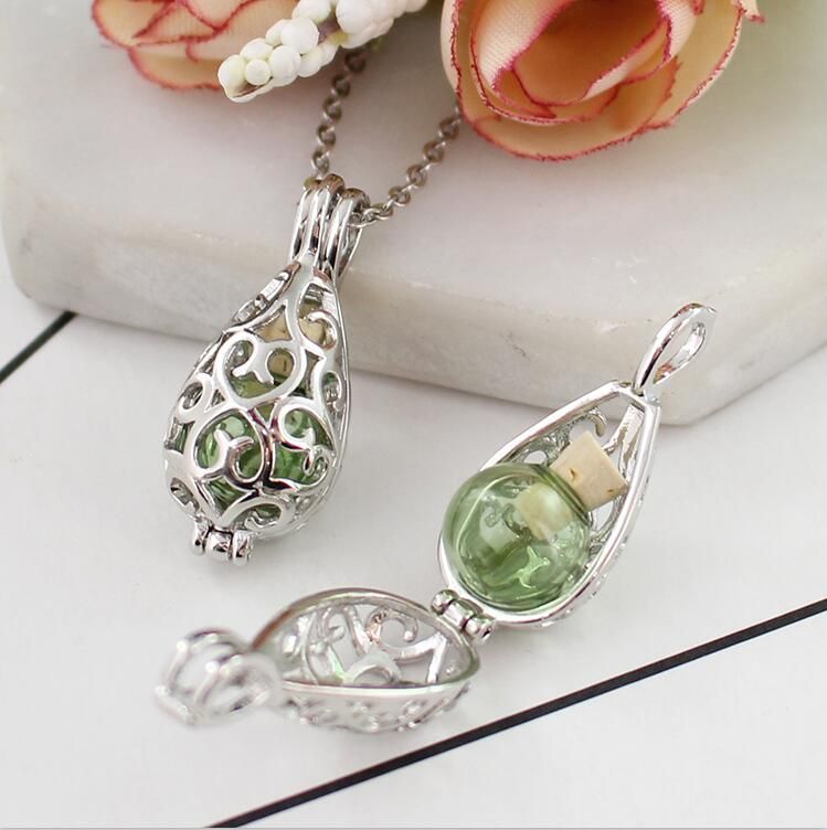 1PC 26x20MM Filigree Tear Locket Memorial Necklace Keepsake Necklace Urn Jewelry Cremation Jewelry