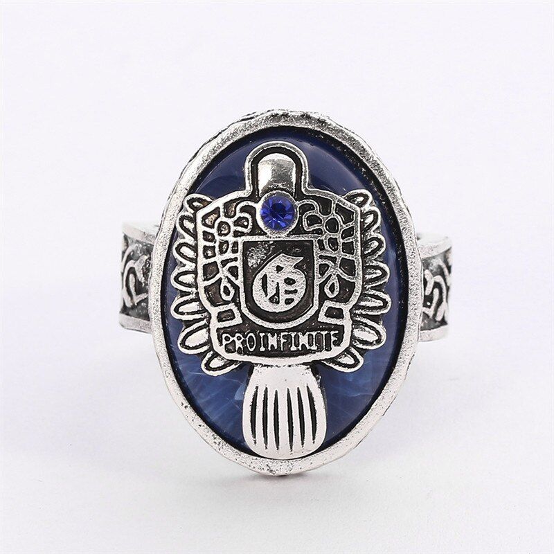 The Vampire Diaries Ring A-Z Letter Alphabet 26 Initial Jewelry New Fashion Punk Blue Enamel Ring For Women Men Accessories