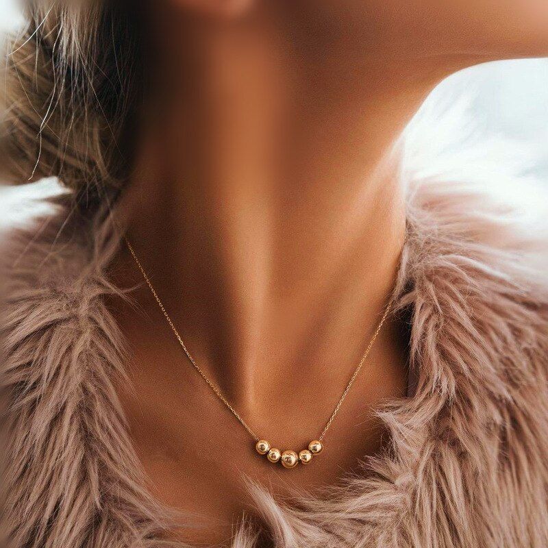 2021 Hot Fashion Imitation Pearls Bead Chain Necklace Women Classic OT Clasp Gold Color Bead Chain Necklace For Women Jewelry
