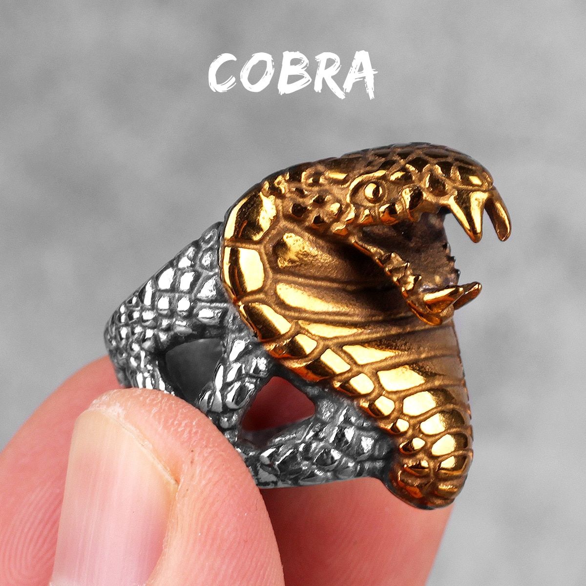 Stainless Steel Men Rings Cobra Snake Animal Punk Rock Personality for Biker Male Boyfriend Jewelry Creativity Gift Wholesale