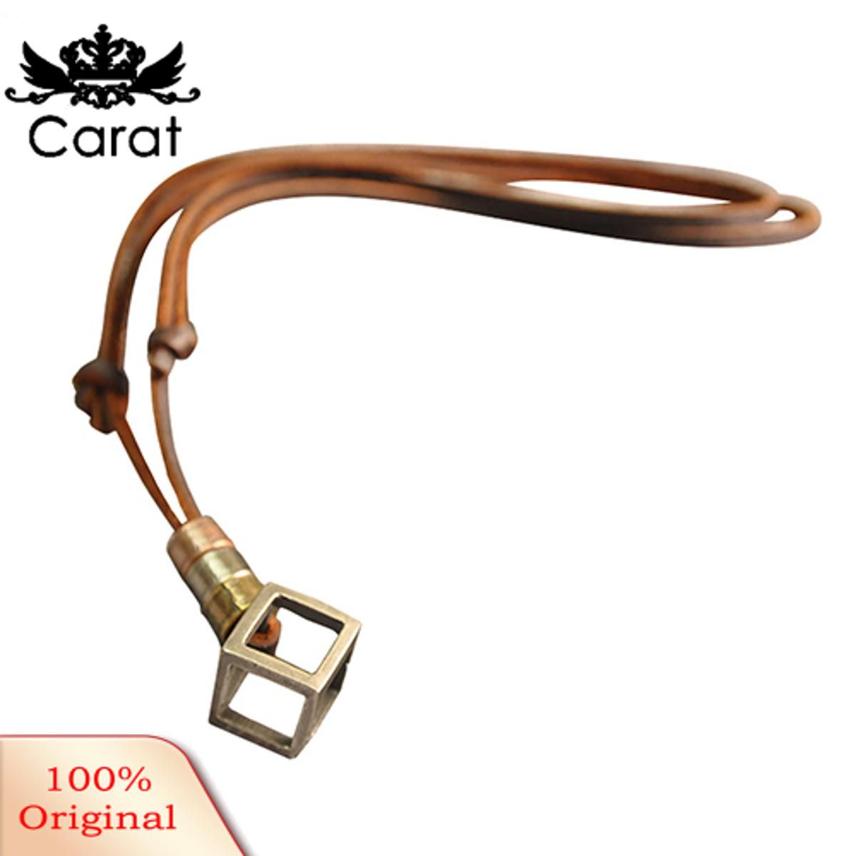 Men's Women's Punk Retro Style Leather Rope Hollow Cube Pendant Choker Neckle