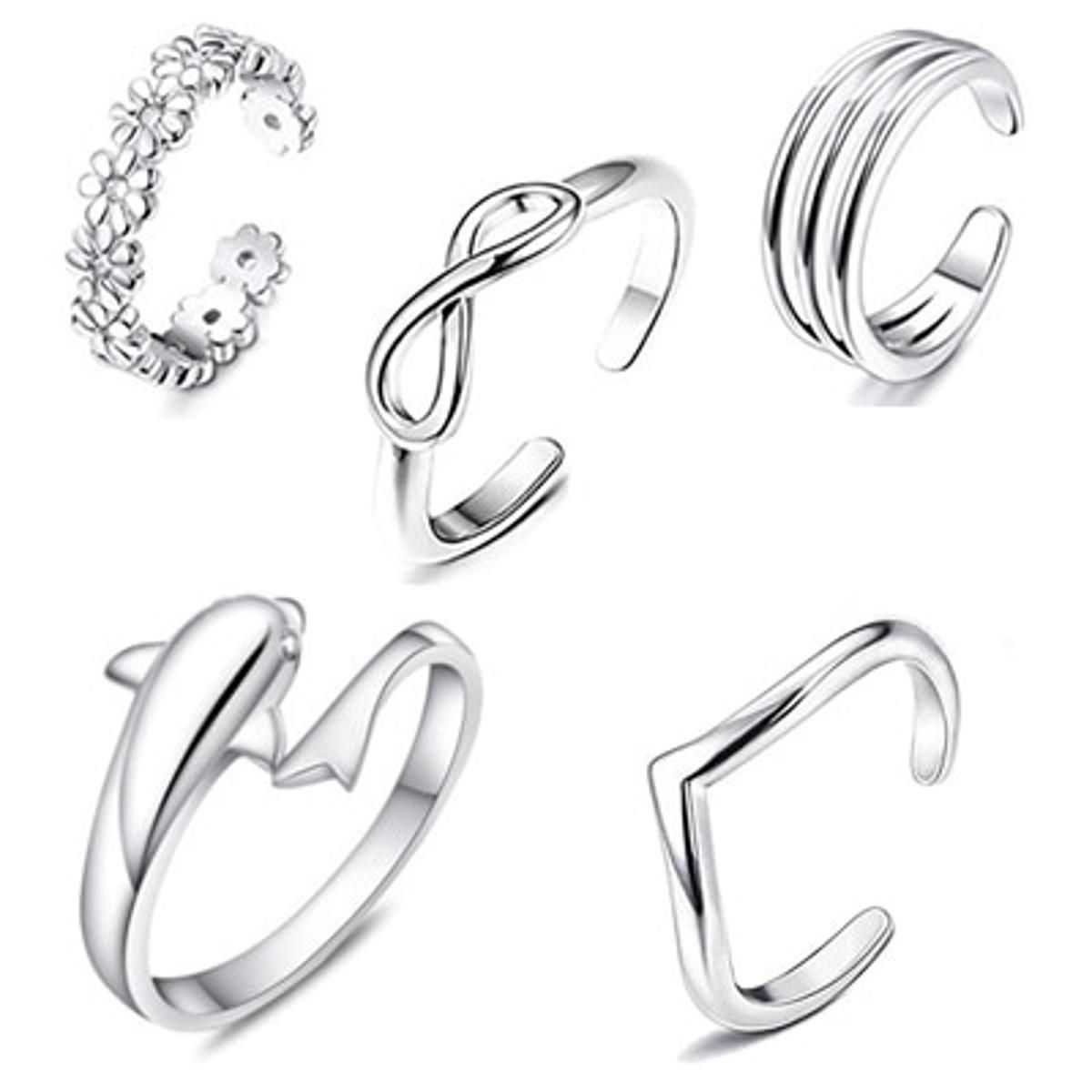 8pieces Summer Beach Vacation Knuckle Foot Ring Set Open Toe Rings for Women Girls Finger Ring Adjustable Jewellery Wholesale