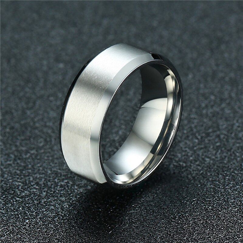 Modyle 2020  Fashion 8mm Silver Color Men Stainless Steel Wedding Couple Ring Never Fade