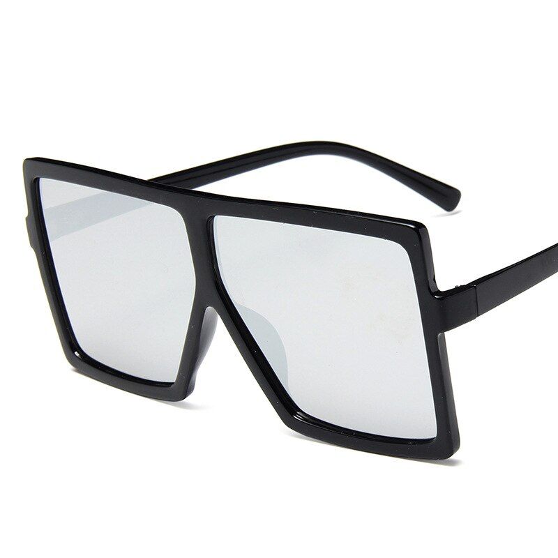 Silver MirrorPlastic Oversized Women Sunglasses Square Brand Designer Big Frame Vintage Female Sun Glasses Eyewear UV400 oculos masculino