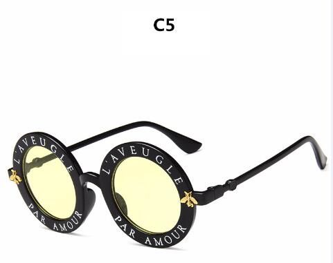 black yellowNewest Fashion Round Sunglasses Women Brand Designer Vintage Gradient Shades Sun Glasses Plastic Frame UV400 Oculos Feminino