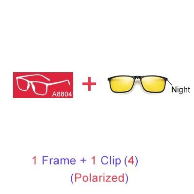 Ralferty Magnetic Sunglasses Men 5 In 1 Polarized Clip On Sunglass Women Square Sunglases Ultra-Light Night Vision Glasses A8804