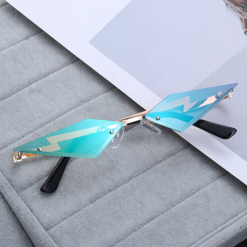 2021 Hot Fashion Fire Flame Sunglasses Rimless Wave Sun Glasses UV 400 Luxury Trending Narrow Streetwear  Eyewear Accessories