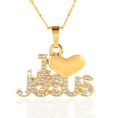 SONYA Jesus Heart Necklace & Pendant For Women/Men Gold Color Christian Jewelry "I Love Jesus" Gifts For Christmas