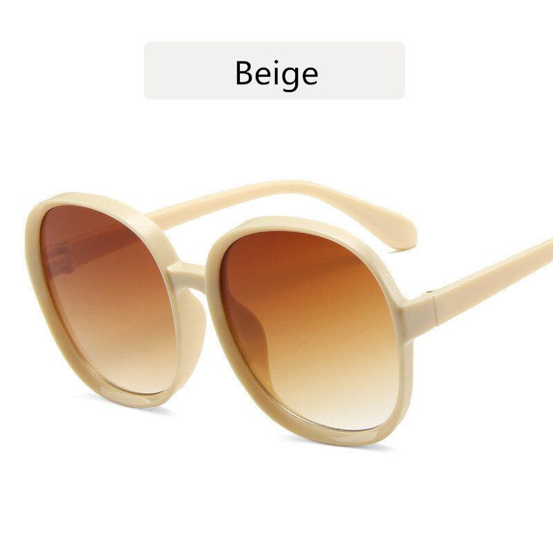 beigeGradient Oversized Sunglasses Women Retro Round Plastics Brand Deginer Sun Galsses Shades for Men UV400 De Soleil Femme