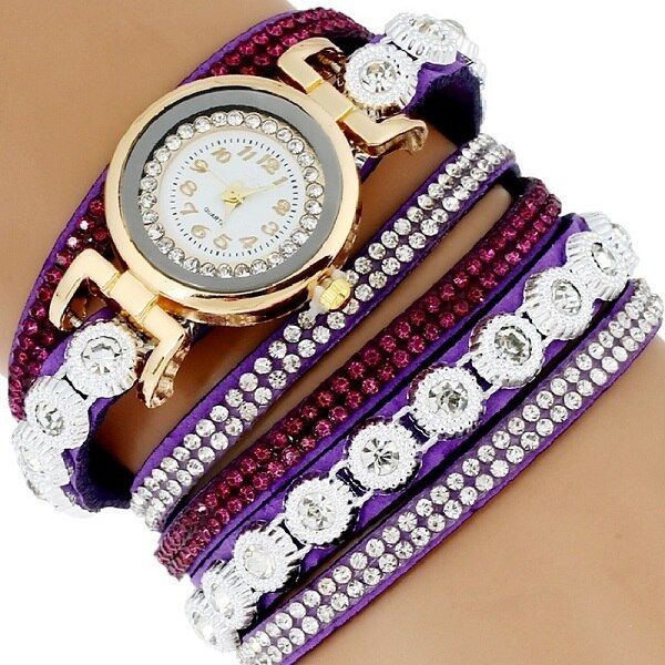 leather Fashion Pu Leather Bracelet Watch Luxury Women Rhinestone Wrist Watch Casual Quartz Watches Relogio Feminino A744