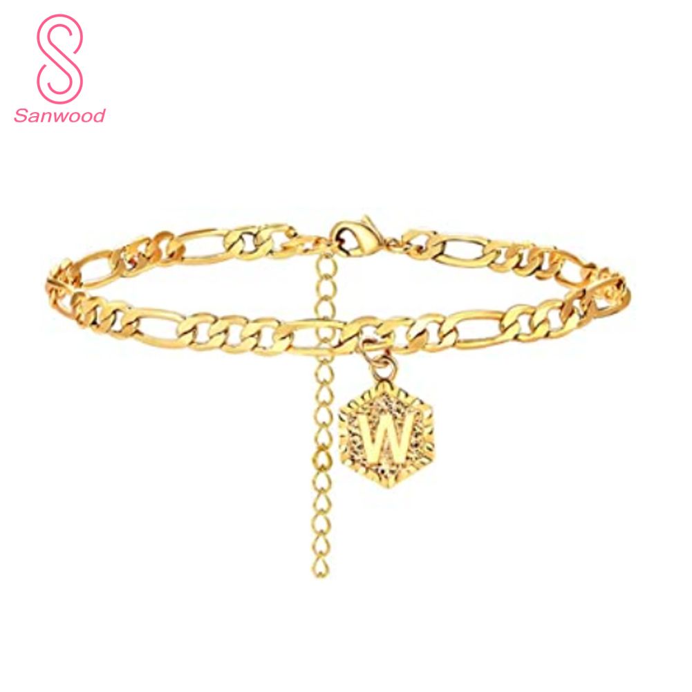 Women A to Z Capital Letter Pendant Adjustable Bracelet Bangle Anklet Foot Chain