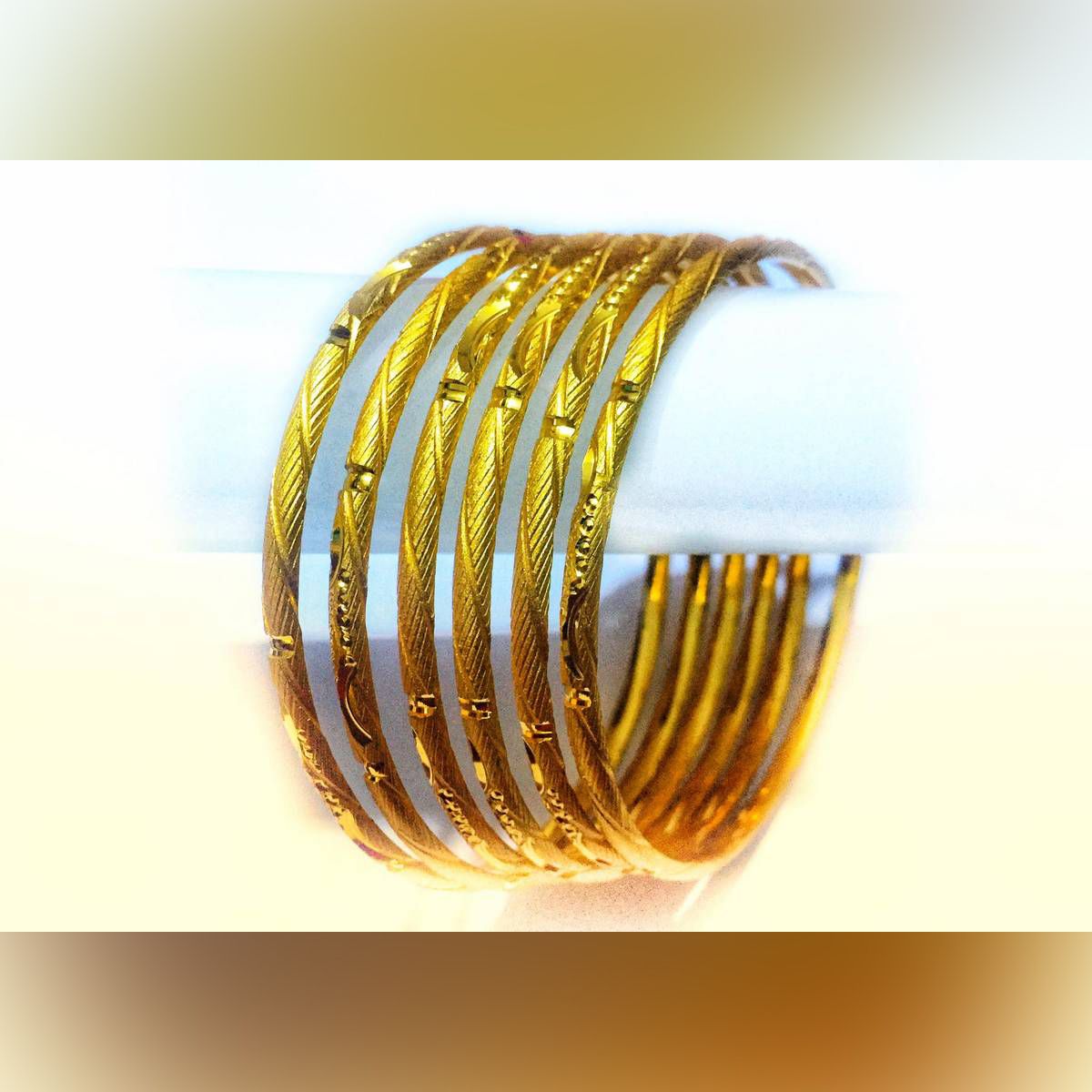 Gold Plated Bangles for Women - 6 Pcs Set
