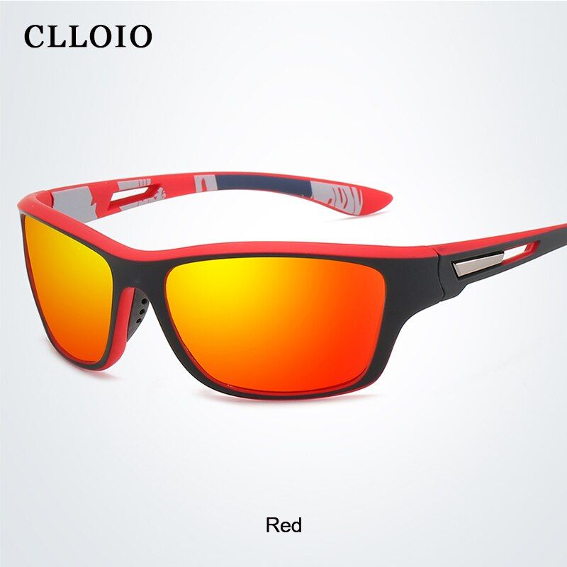 CLLOIO New Polarized Sunglasses for Men Women's Driving Shades Sun Glasses Outdoor Sports Windproof Sand Goggle UV400 Anti-Glare-Red-Glasses Bag