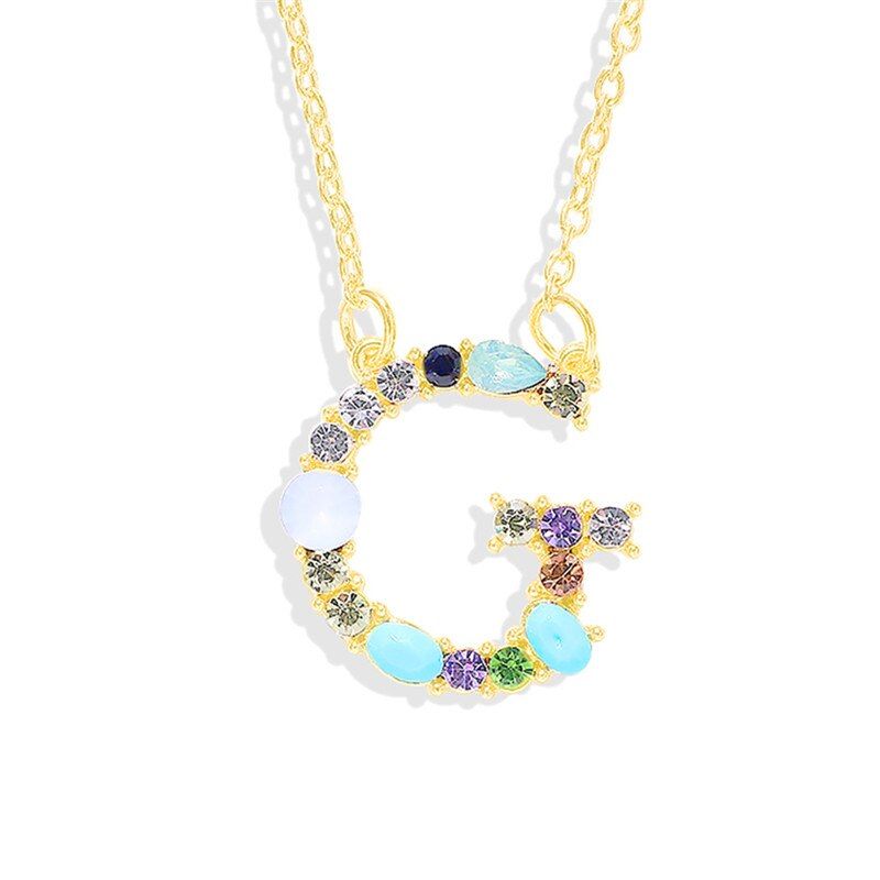 Dvacaman 26 Letter Necklace for Women Crystal Pendant Metal Chain Statement Necklace Trendy Bohemian Jewelry Gifts Dropshipping