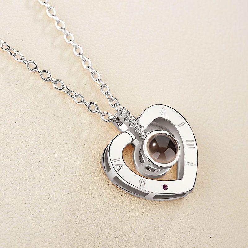 Free Fan Copper I Love You Necklace 100 Languages Heart Love Necklace Memory Projection Pendant Necklace For Women Girls Gift