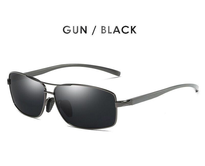Grey BlackGlasses BagAORON Classic Retro Mens Polarized Sunglasses Men Rectangle Sun Glasses Aluminum Frame UV400 Male Eyewear